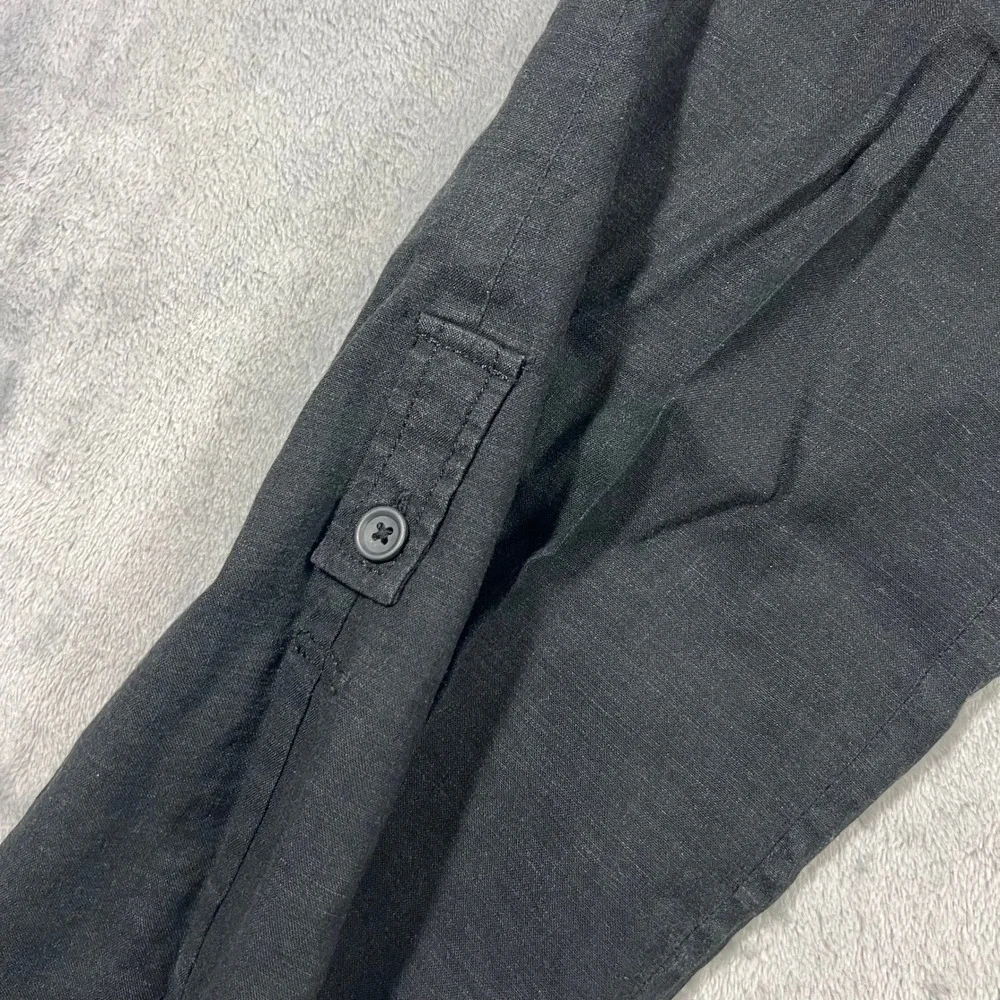 BANANA REPUBLIC Cargo Pants Womens 6 Black Soft Stretch Linen Vintage Y2K 2000s